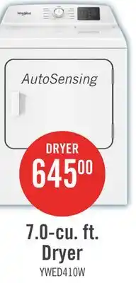The Brick Whirlpool 29 7.0 Cu. Ft. Electric Dryer with AutoSensing - YWED4105SW offer