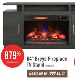 The Brick Breya 64 Modern Electric Fireplace TV Stand with Storage & USB Charging for TVs up to 70- Grey offer
