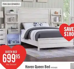 The Brick Haven Panel Bed with Headboard & Frame, White - Queen Size offer