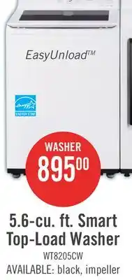 The Brick LG 5.6 Cu. Ft. Smart Top-Load Washer with EasyUnload - Essence White - WT8205CW offer