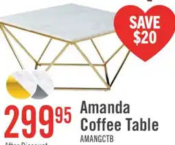 The Brick Amanda 31.5 Modern Square Coffee Table - White Marble Top with Gold Metal Base offer