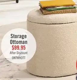 The Brick Ontario 14.75 Round Fabric Storage Ottoman - White offer
