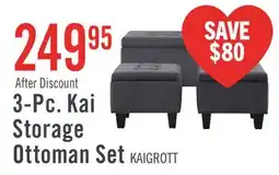 The Brick Kai 19.5 3-Piece Storage Ottomans - Grey Linen-Look offer