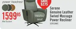 The Brick Serene 31 Genuine Leather Power Reclining Massage Chair with Power Headrest and Heated Seat - Green offer