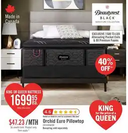The Brick Beautyrest Black Signature Orchid Euro Pillowtop King Mattress offer