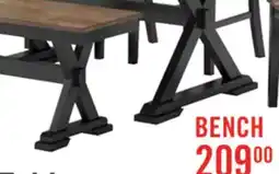 The Brick Raven Dining Bench, 48W - Two-Tone Black & Brown offer