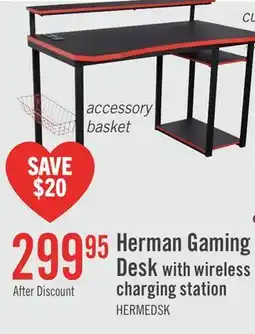 The Brick Herman 50 Gaming Office Desk - Black with Red Trim offer