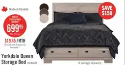 The Brick Yorkdale 6-Drawer Platform Bed with Headboard & Storage Frame, Made in Canada, White - Queen Size offer