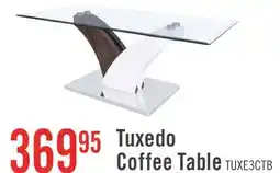 The Brick Tuxedo 48 Modern Glass Top Coffee Table - White and Grey with Metal Base offer
