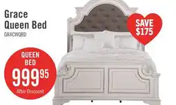 The Brick Grace Panel Bed with Headboard & Frame, Wooden, Fabric, Antique White - Queen Size offer