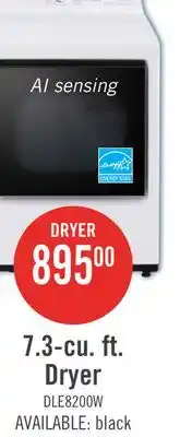 The Brick LG 7.3 Cu. Ft. Electric Dryer with AI Sensing and ThinQ - Alpine White - DLE8200CW offer