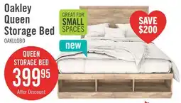 The Brick Oakley Platform Bed with Headboard & Storage Frame, Made in Canada, Natural - Queen Size offer