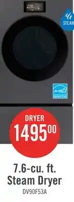 The Brick Samsung Bespoke 7.6 Cu. Ft. Electric Dryer with AI Opti Dry - Dark Steel - DV90F53AESAC offer