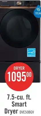 The Brick Samsung 7.5 Cu. Ft. Electric Dryer with Steam - Black Stainless Steel - Stackable - DVE50BG8300VAC offer