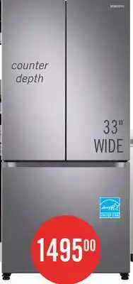 The Brick Samsung 33 17.5 Cu. Ft. Counter-Depth French-Door Refrigerator - Stainless Steel - RF18A5101SR/AA offer