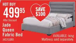 The Brick Jade Upholstered Platform Bed with USB Ports in Grey Fabric - Queen Size offer