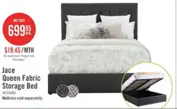 The Brick Jace Upholstered Storage Platform Bed in Grey Fabric, Tufted - Queen Size offer