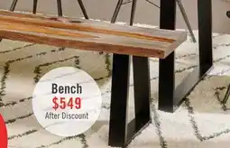 The Brick Bowery Dining Bench, Sheesham Wood, Metal, Trapizoid Base, 70W - Brown offer