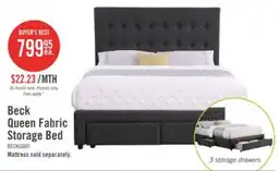The Brick Beck Upholstered Storage Bed in Dark Grey Fabric, Button Tufted - Queen Size offer
