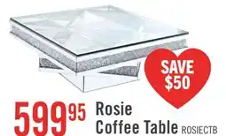 The Brick Rosie 39 Glam Mirror & Glass Top Coffee Table - Silver Metal with Diamond Look Legs offer