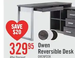 The Brick Owen 55 Reversible Corner Office Office Desk with 4-Drawers & Cubbies - Distressed Grey offer