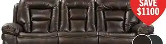 The Brick Leo 87.5 Leather-Look Fabric Reclining Sofa - Walnut Brown offer
