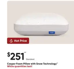 Sleep Country Casper Foam Pillow with Snow Technology offer