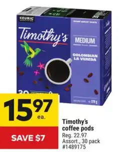 Giant Tiger Timothy's coffee pods offer