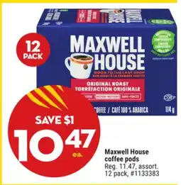 Giant Tiger Maxwell House coffee pods offer