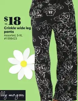 Giant Tiger Crinkle wide leg pants offer