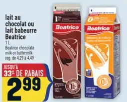 Marché Adonis LAIT AU CHOCOLAT OU LAIT BABEURRE BEATRICE | BEATRICE CHOCOLATE MILK OR BUTTERMILK offer