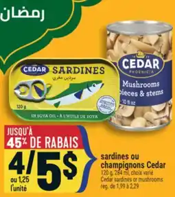 Marché Adonis SARDINES OU CHAMPIGNONS CEDAR | CEDAR SARDINES OR MUSHROOMS offer