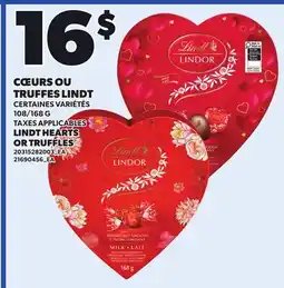Provigo LINDT HEARTS OR TRUFFLES, 108/168 G offer