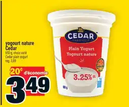 Super C yogourt nature Cedar | Cedar plain yogurt offer