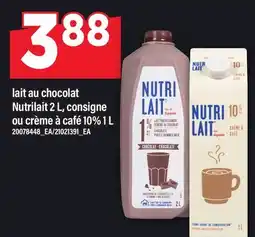 Maxi LAIT AU CHOCOLAT NUTRILAIT, 2 L, OU CRÈME À CAFÉ 10%, 1 L offer