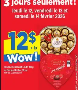 Maxi CŒURS EN CHOCOLAT LINDT, 108 G OU FERRERO ROCHER, 16 UN offer