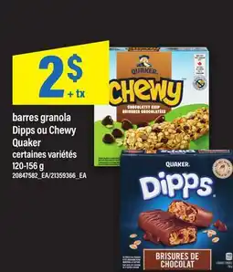 Maxi BARRES GRANOLA DIPPS OU CHEWY QUAKER offer