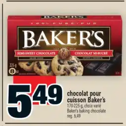 Super C chocolat pour cuisson Baker's | Baker's baking chocolate offer