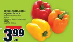 Super C poivrons rouges, orange ou jaunes de serre | hothouse red, orange or yellow peppers offer