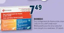Familiprix BIOMEDIC Cold and sinus relief combo or Extra strenght sinus medication, 20caplets offer