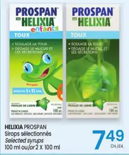 Uniprix HELIXIA PROSPAN Sirops sélectionnés/Selected syrups offer