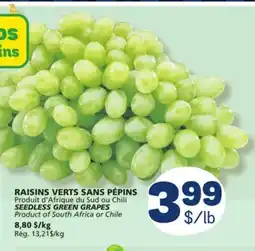 Marché Bonichoix SEEDLESS GREEN GRAPES offer