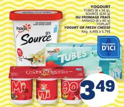 Marché Bonichoix TUBES (8 x 56 g), SOURCE (630 g) MINIGO (6 x 60 g) YOPLAIT YOGURT OR FRESH CHEESE offer