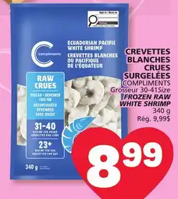 Marché Bonichoix COMPLIMENTS Grosseur 30-41 Size FROZEN RAW WHITE SHRIMP offer