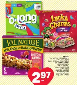 Marché Bonichoix VAL NATURE, CHEX MIX OR GENERAL MILLS, BETTY CROCKER FRUIT-O-LONG, ROULÉS AUX FRUITS BARS OR SNACKS offer
