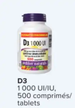 Jean Coutu WEBBER NATURALS D3 1 000 UI/IU, 500 comprimés offer