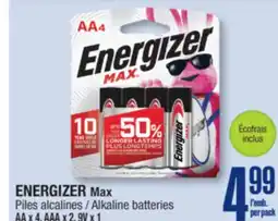 Jean Coutu ENERGIZER Max Alkaline batteries AA x 4, AAA, 1 offer