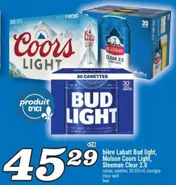 Marché Richelieu BIÈRE LABATT BUD LIGHT, MOLSON COORS LIGHT, SLEEMAN CLEAR 2.0 | BEER offer