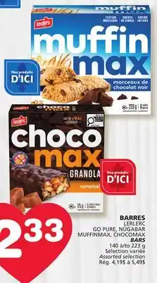 Marches Tradition LERLERC GO PURE, NÜGABAR MUFFINMAX, CHOCOMAX BARS offer