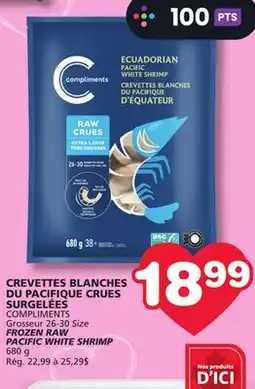 Marches Tradition COMPLIMENTS Grosseur 26-30 Size FROZEN RAW PACIFIC WHITE SHRIMP offer